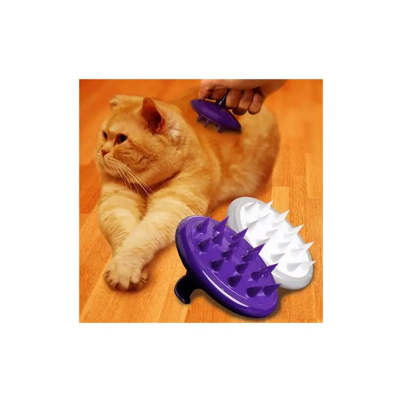 Purple Silicone Pet Dog Massage Grooming Brush Silicone Hair Removal Brush