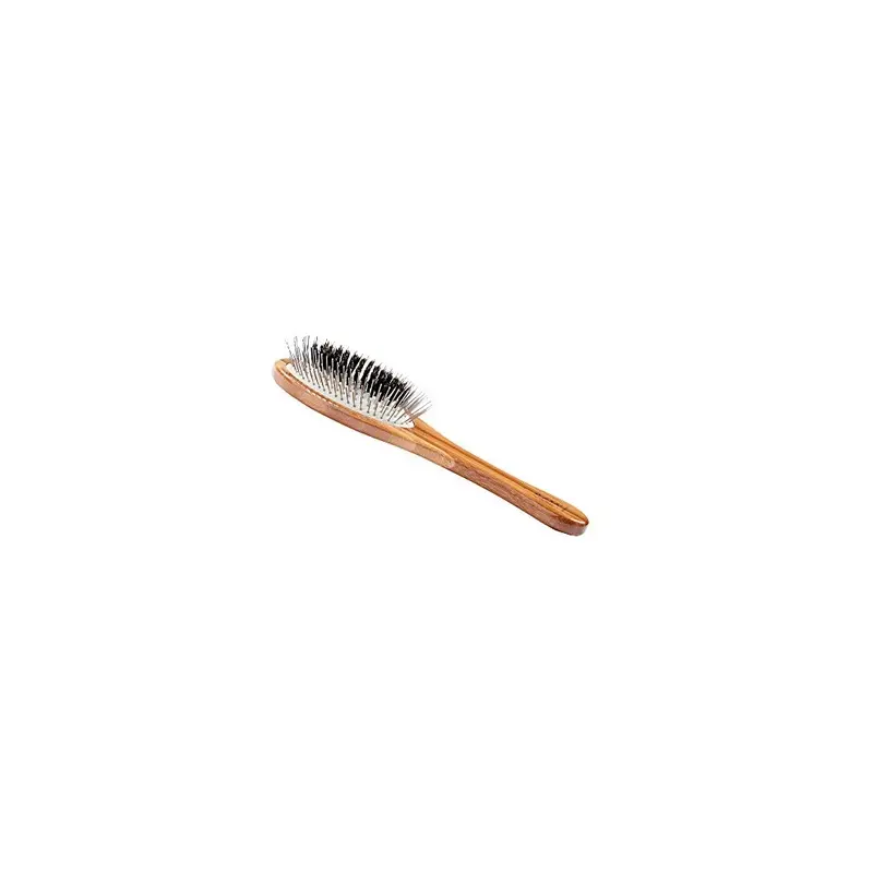 Bass Brushes Oval Wire And Boar Pet Brush With Bamboo Wood Handle Medium