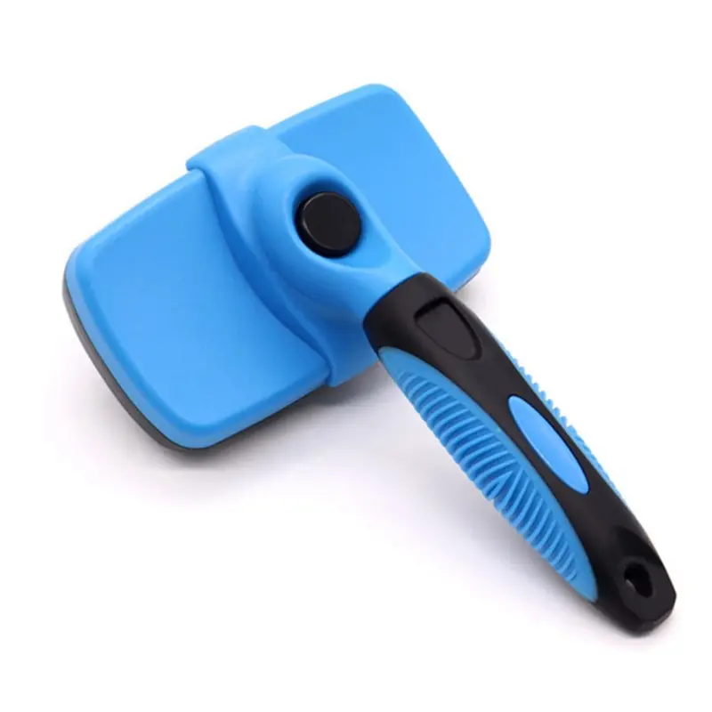 NeznaKov Blue Dog Self-Cleaning Slicker Brush, Pain Free Bristles Gently,Navy