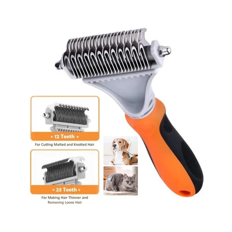 Topelek Pet Dematting Comb For Dogs Cats Removes Undercoat Knots Mats Tangled Hair
