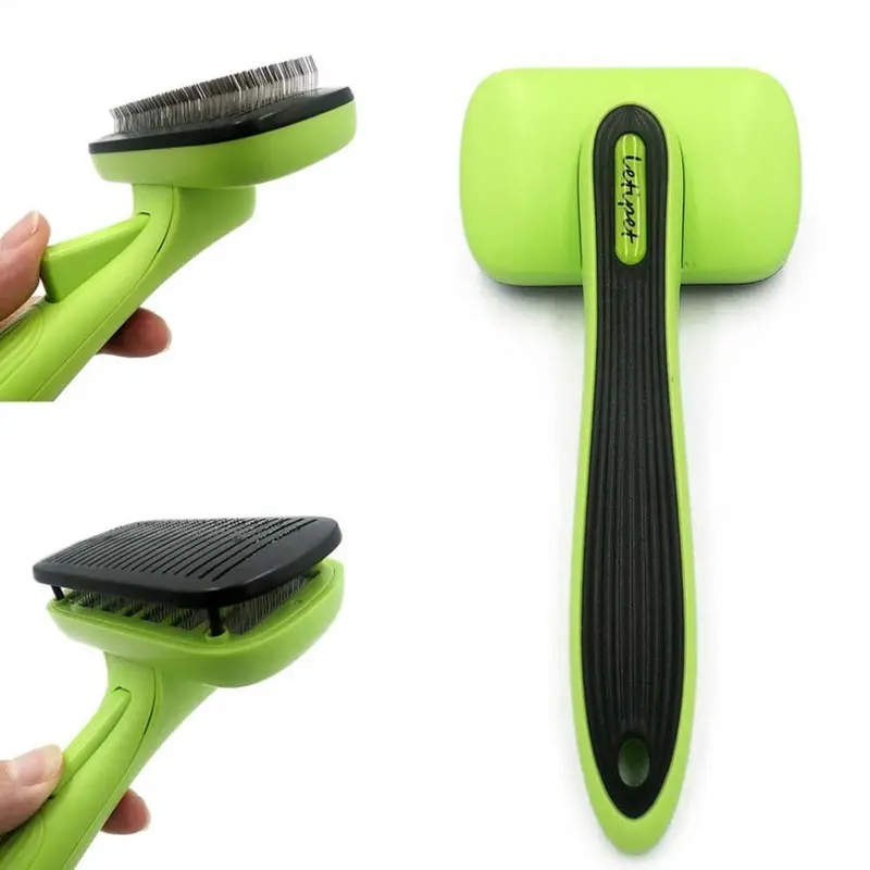 New Veet Dog Cat Hair Brushcleaning Slicker Brushpet Grooming Brushgreen