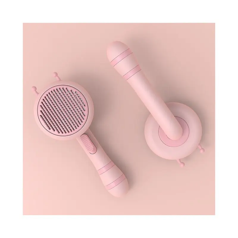 Pink (Pink) Bee Pattern Pet Hair Brush Dog Hair Remover Cat Massage Comb Easy Remove
