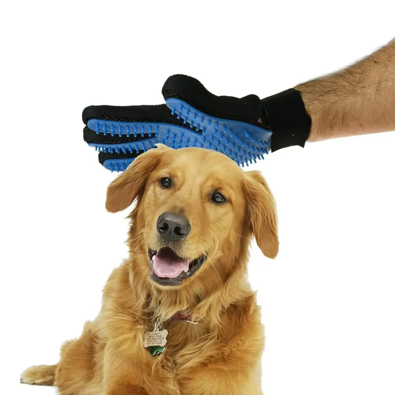 Asab Five Finger Pet Dog Cat Silicone Glove Hair Grooming Mitt Detangler Massager