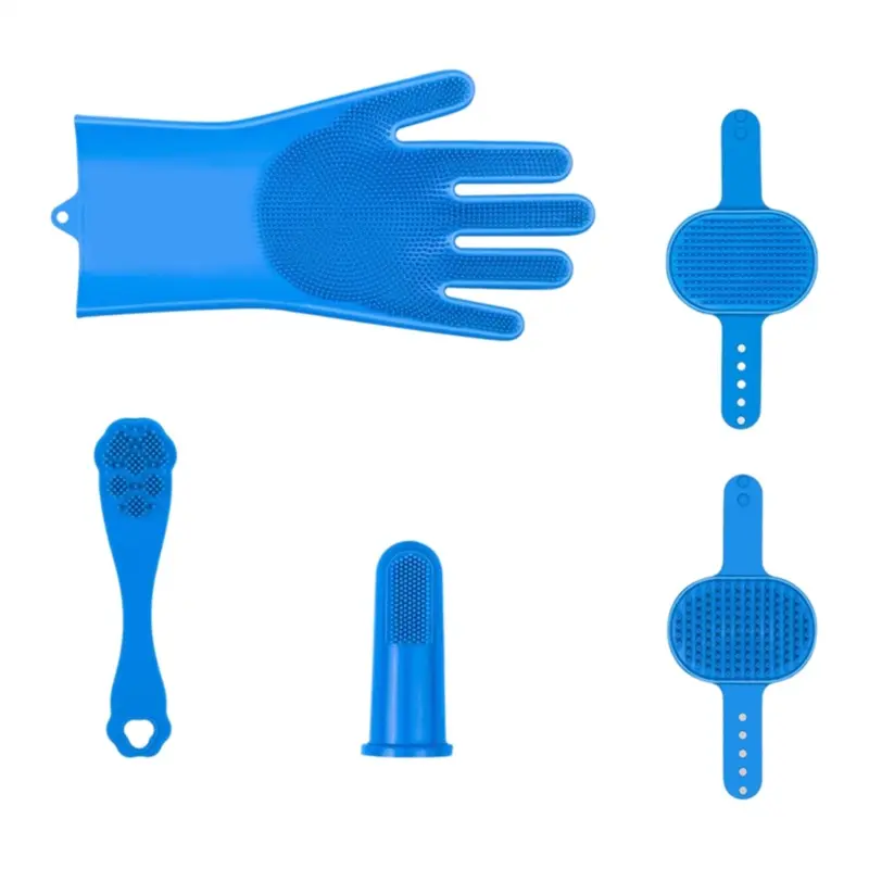 Markenlos 6-Piece Pet Grooming Set Dog Bathing Gloves Pet Massage Brush Size 6