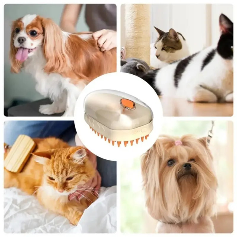 Torribaly Steamy Pet Brush Self-Cleaning Shedding For Dog Hair Rechargeable A