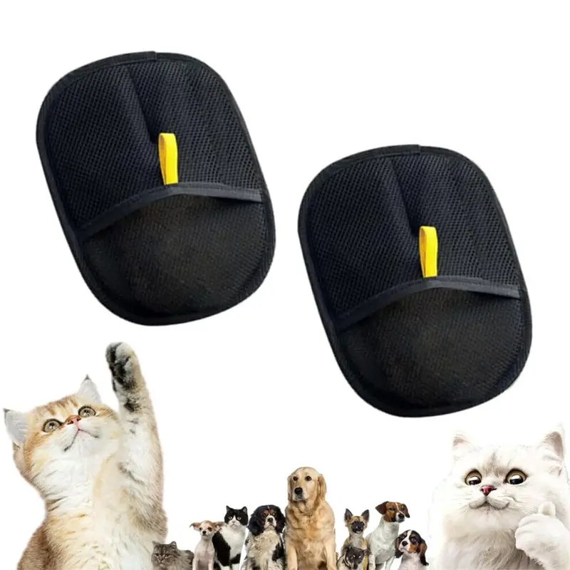 2pcs Reusable Double-Sided Static Pet Hair Grooming Gloves
