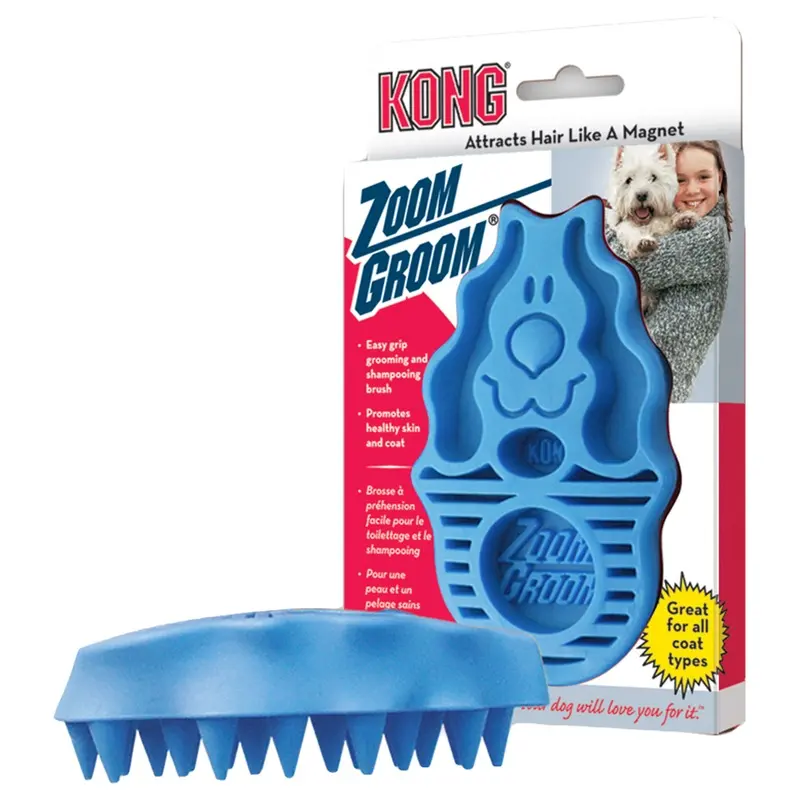 Kong Massage Brush Zoom Groom - Blue