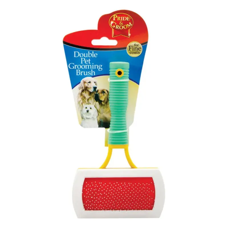 Pride & Groom Double-Sided Pin Brush For Dogs Size 1