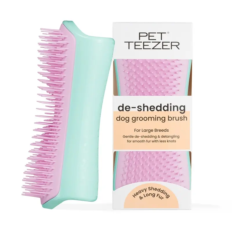 Tangle Teezer | Pet Teezer - Mint & Pink De-Shedding & Dog Grooming Brush - Dry or Bath Brush