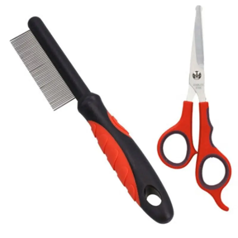 Ab Tools Soft Protection Fine Toothed Detangling Comb & Ear/Face Scissors For Dog Cat