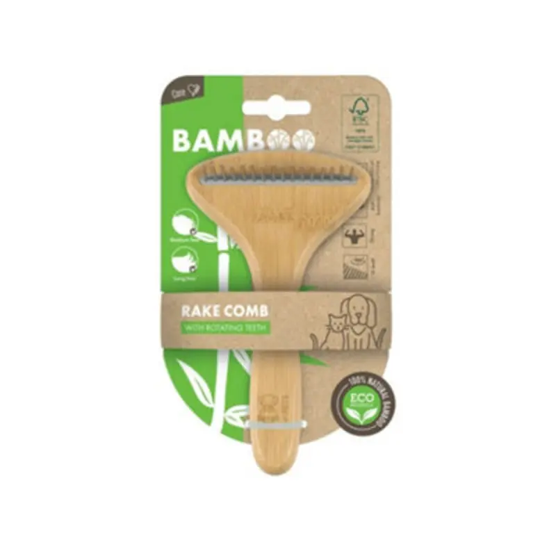 B&Q M-Pets Bamboo Rake Comb With Rotating Teeth - Teeth Size 16