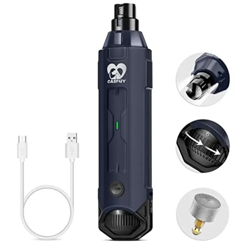 Casfuy 6-Speed Dog Nail Grinder - Newest Enhanced Pet Nail Grinder Super Quiet