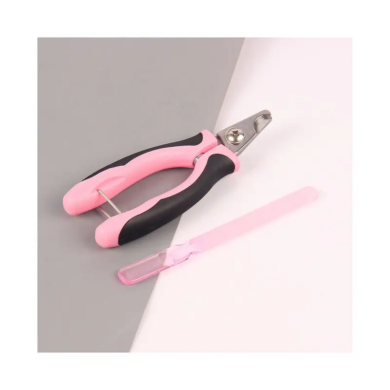 Pink (Pink) Pet Nail Clipper Stainless Steel With File
