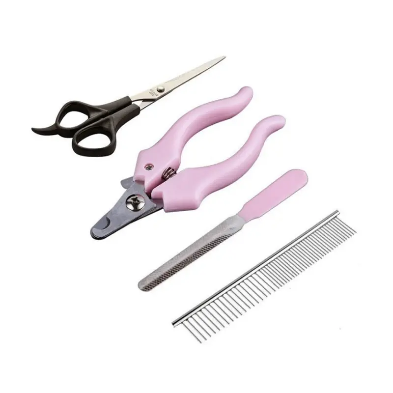 Pink 4Pcs Pet Grooming Tools Nail Clipper Set For Pet Hair Nail Trimmer Size 4