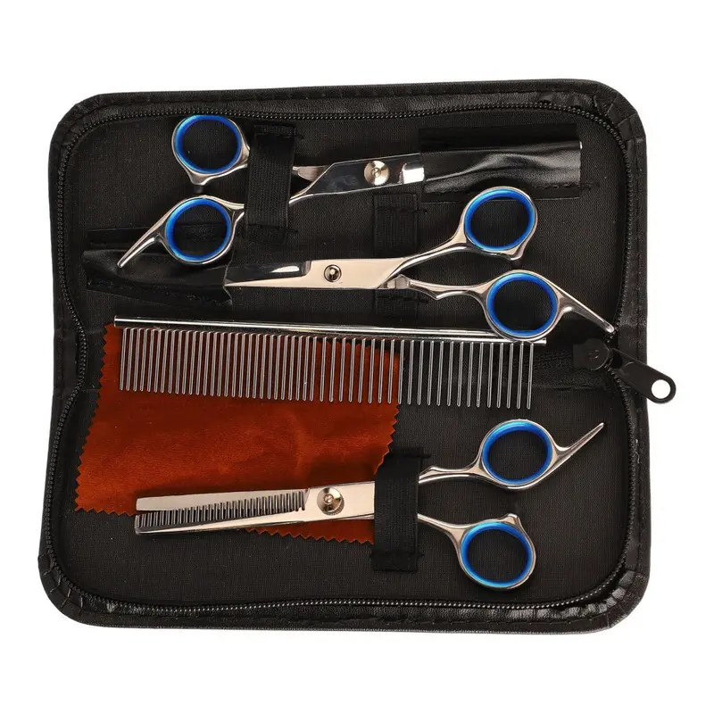 Pet Grooming Scissors Kit Stainless Steel Safe Portable Dog Grooming Shears Comb Set