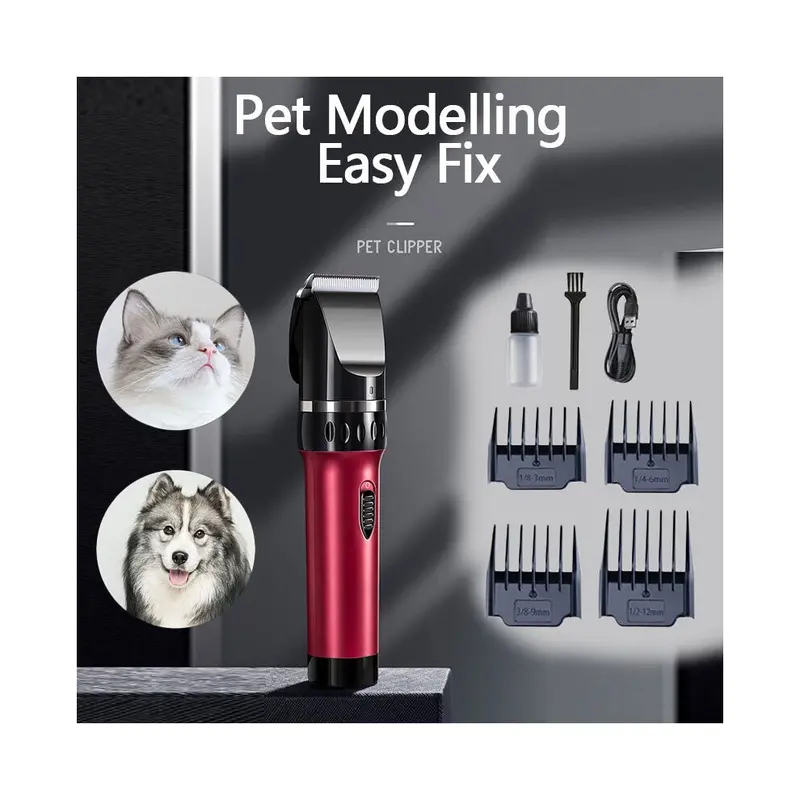 Valtron Red/Gold Rechargeable Pet Cat Grooming Clipper Shaver Low-Noise Size 3