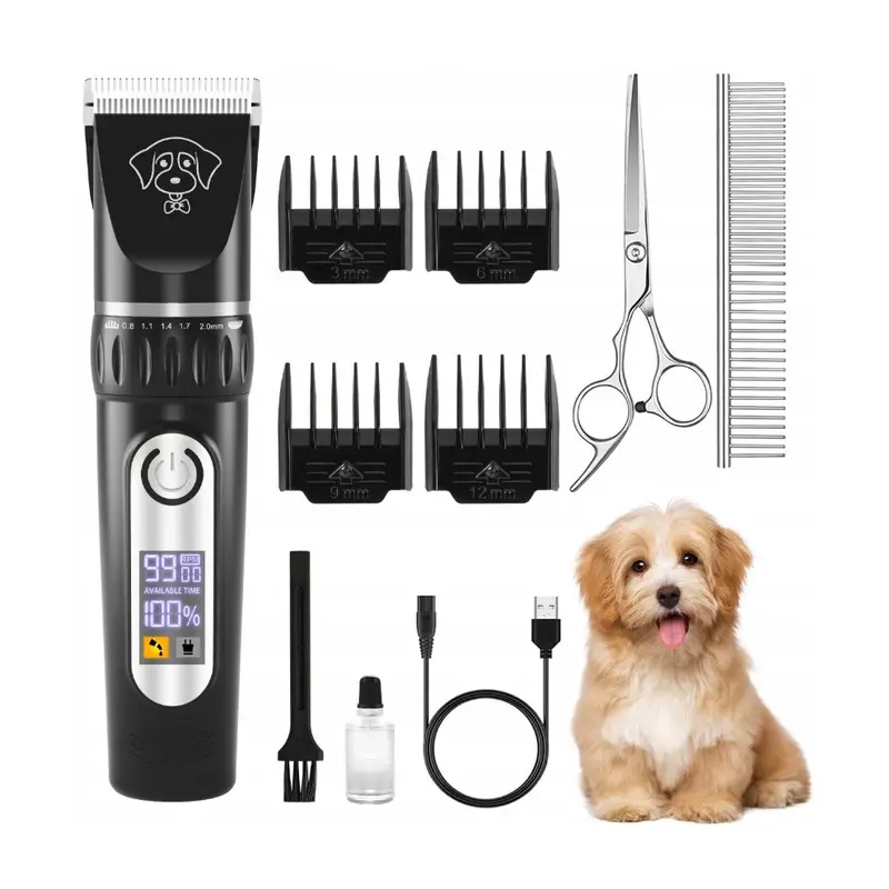 Electric Pet Dog Cats Grooming Clippers Low Noise Cordless Shaver Trimmer Kit
