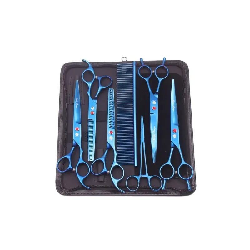 Geni-Store Blue (Blue) Dog Grooming Scissors Kit Stainless Pet Curved Scissors Size 1