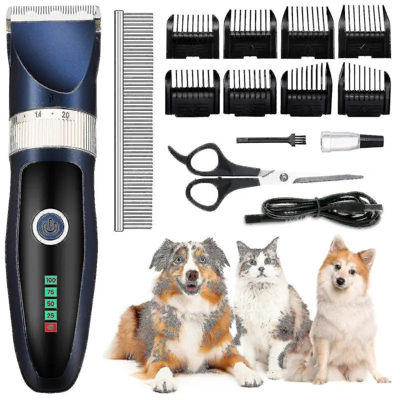 Pro Silent Pet Hair Grooming Clipper Trimmer Shaver Dog Electric Shaver Set Uk