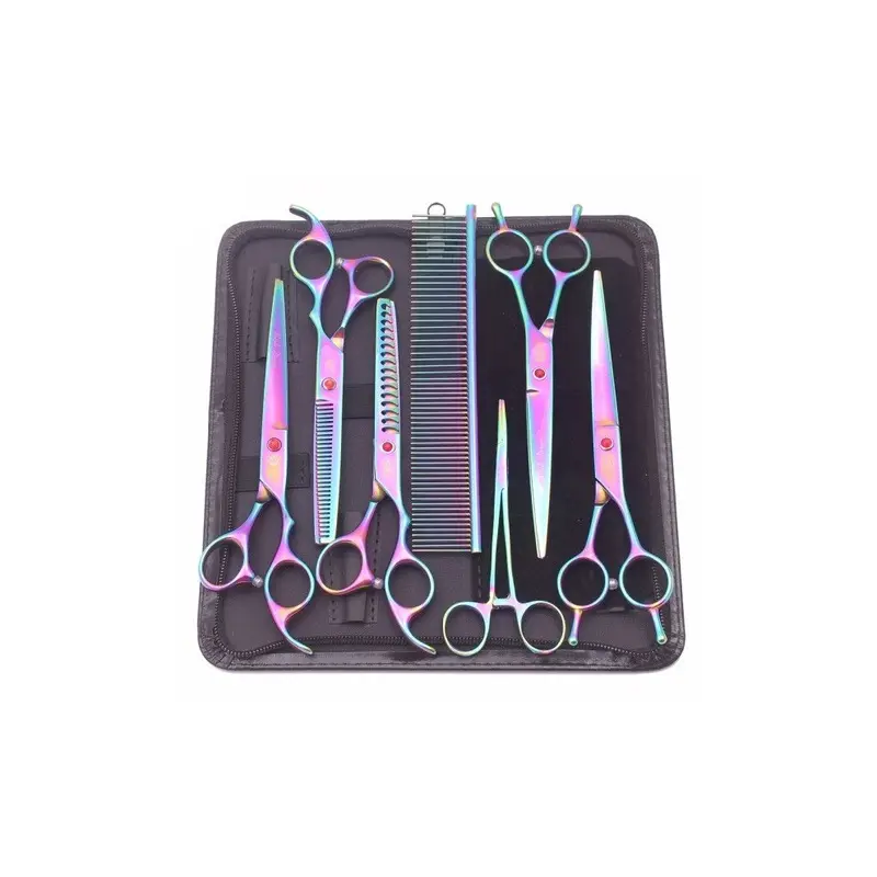 Geni-Store (Rainbow) Dog Grooming Scissors Kit Stainless Pet Curved Scissors Size 1