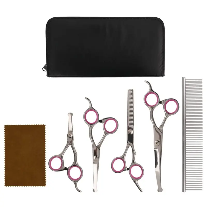 Vidaxl Dog Grooming Scissors Set Pet Grooming Scissors Piece Stainless Steel Size 5
