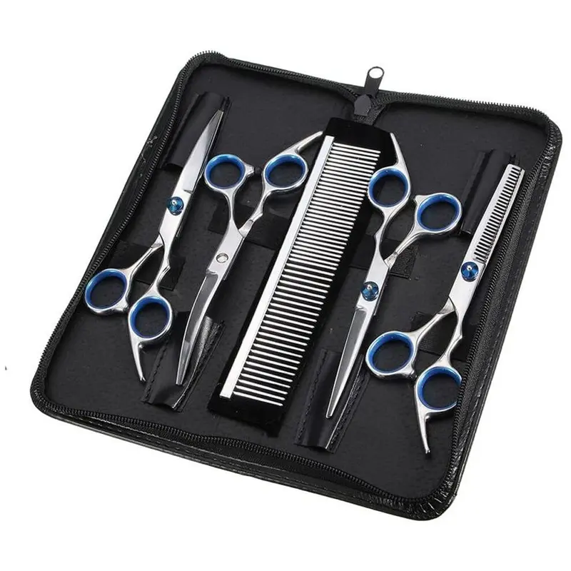 New Limbo Dog Scissors Fur Scissors For Dog Cat 5-In-1 Sharp Curved Scissors Set