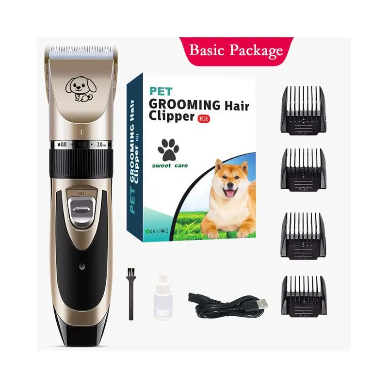 (Basic Set with Box)Dog Clippers Quiet Pet Grooming Tool Cat Animal