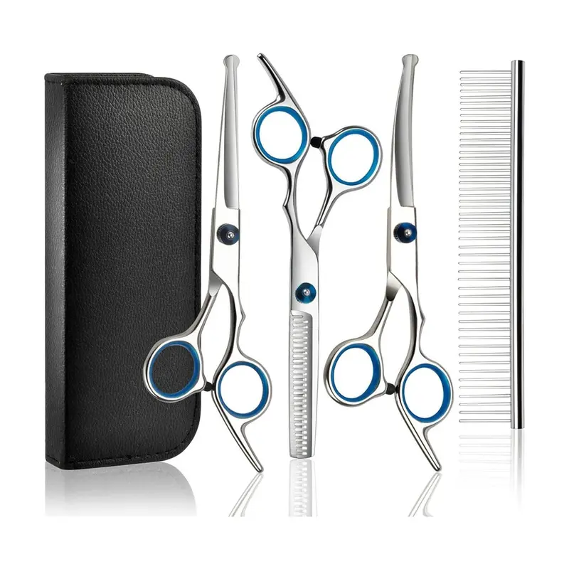 Zeuxo Professional Dog Grooming Scissors, 4 In 1 Pet Grooming Set 4In