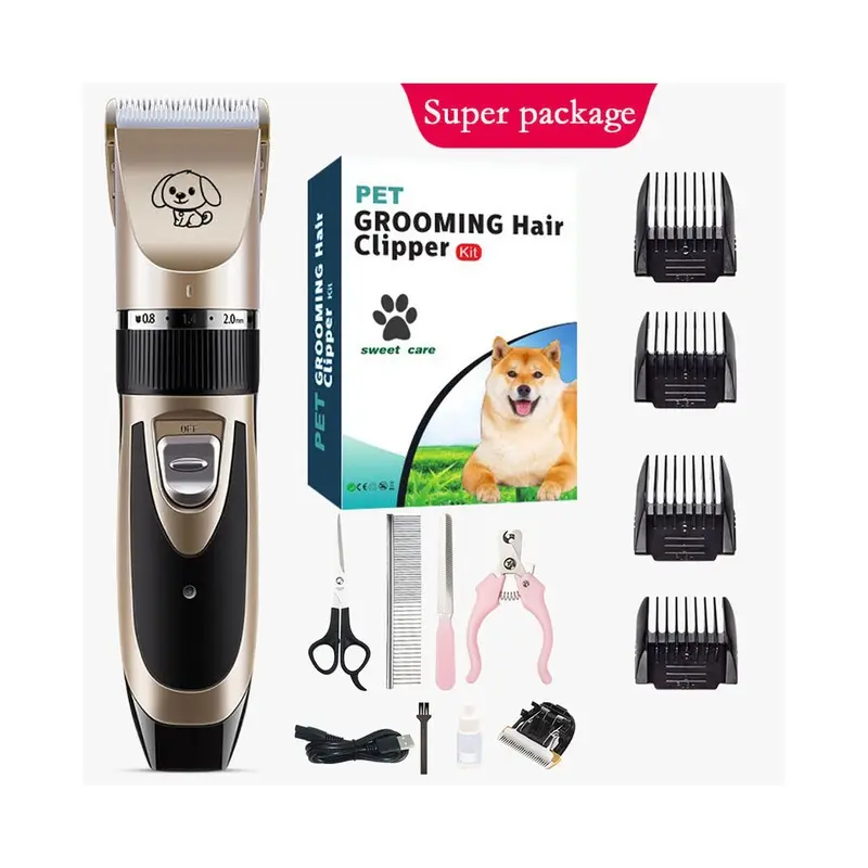 (Super Set With Boxes)Dog Clippers Quiet Pet Grooming Tool Cat Animal Size 2