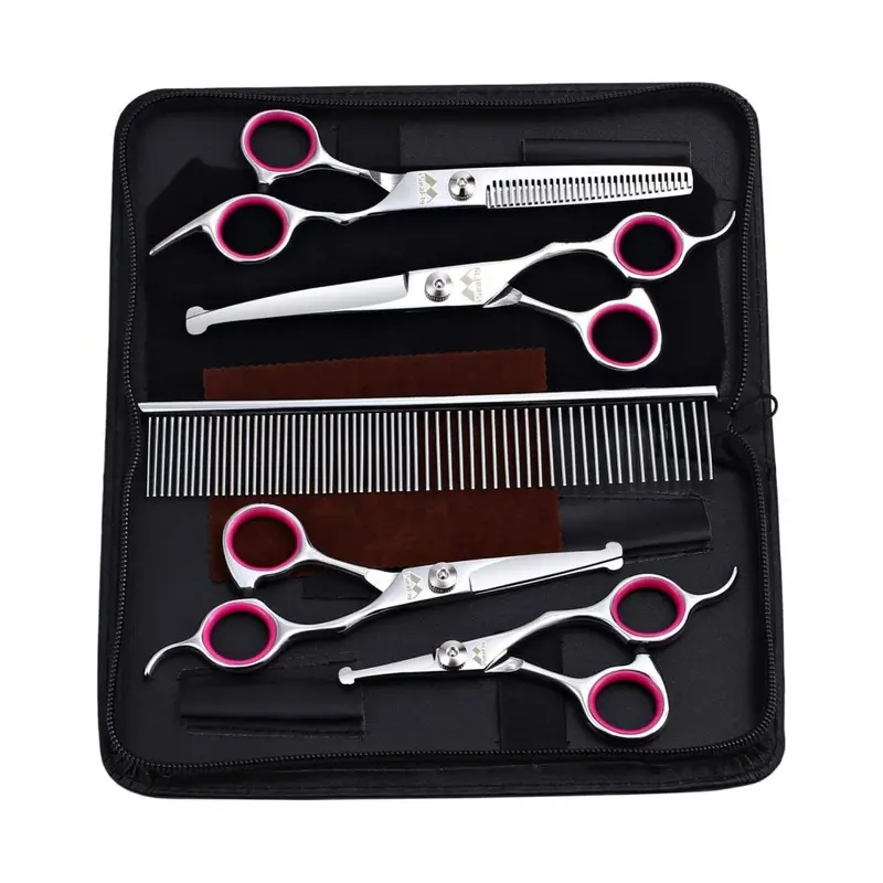 Zeuxo Stainless Steel Safety Dog Scissors, Titanium Coated Pet Grooming Scissors