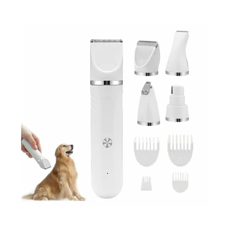 Zeuxo White 4-In-1 Dog Hair Clipper Dog Paw Trimmer Dog Grooming Kit
