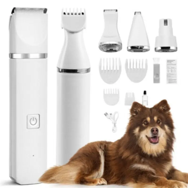 Thehotsale White 4-In-1 Rechargeable Pet Electric Grooming Clipper Kit