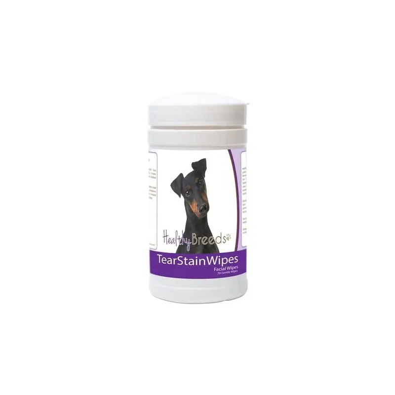 Healthy Breeds 840235173496 Manchester Terrier Tear Stain Wipes - 70 Count