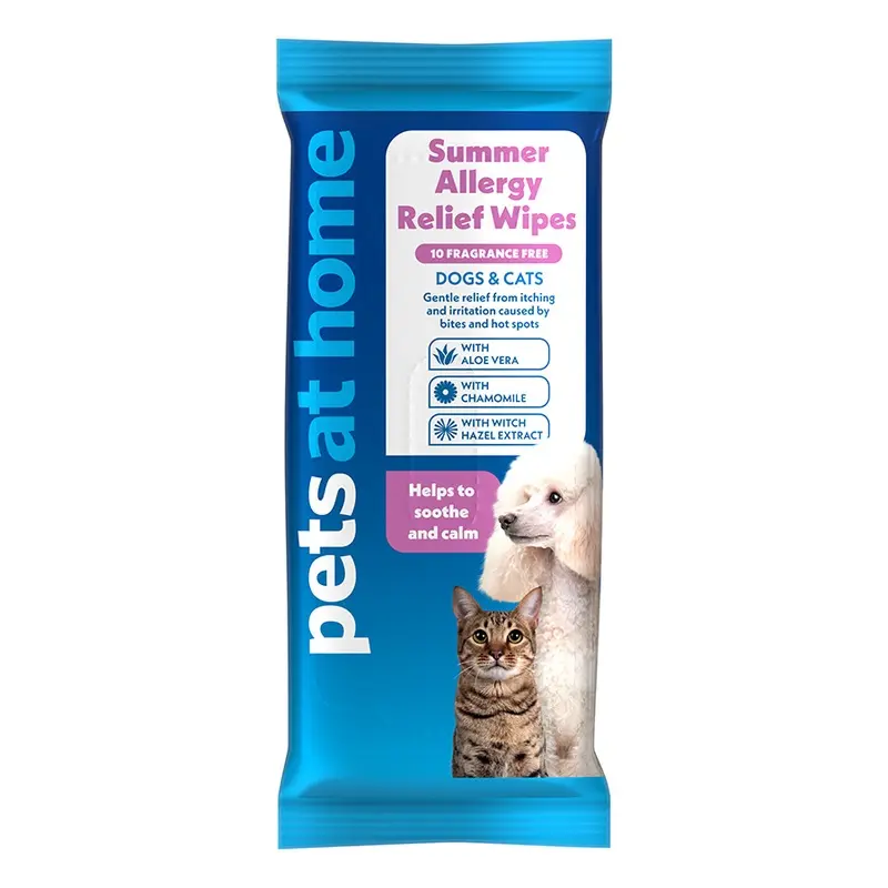 Pets At Home Summer Allergy Relief Wipes For Dogs & Cats 10 Pack