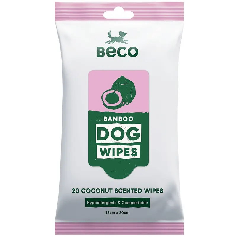 Beco Bamboo Dog Travel Wipes Coconut Scented