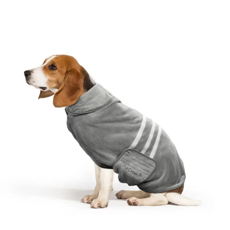Keplin Grey (M) Furdreams Dog Robe, Super Absorbent & Quick Drying