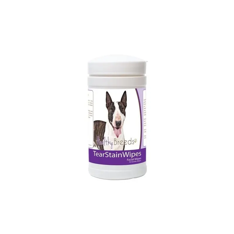 Healthy Breeds 840235176411 Miniature Bull Terrier Tear Stain Wipes - 70 Count