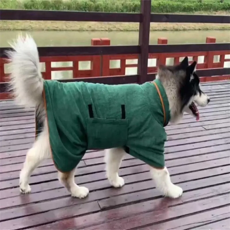 Super Absorbent Dog Bathrobe Towel Bath Robe Drying Dog Robe Coat