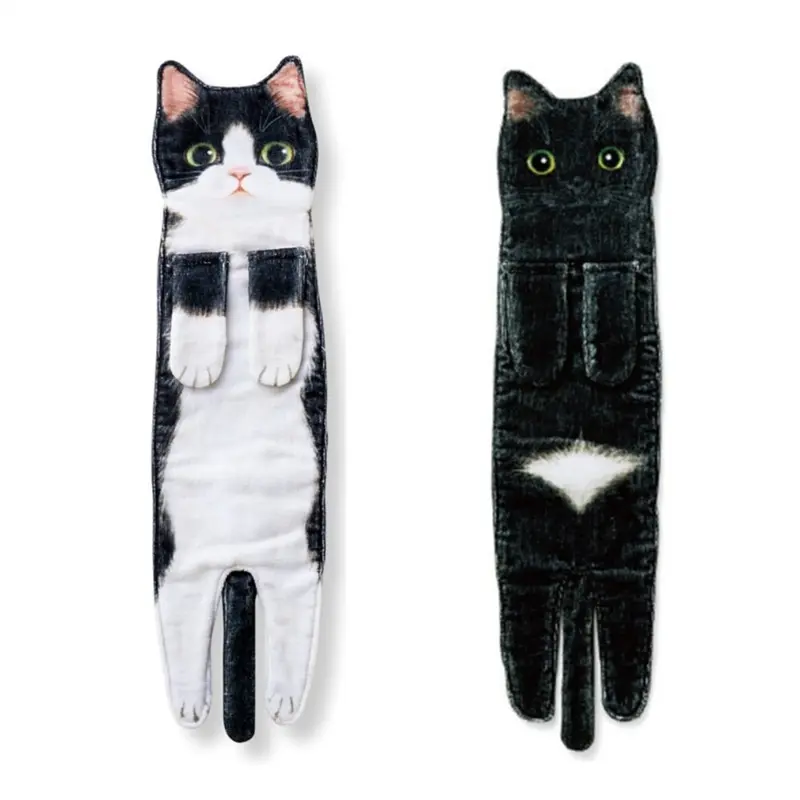 Exogio Funny Cat Hand Towels For Bathroom Kitchen Decor Towel, A+C