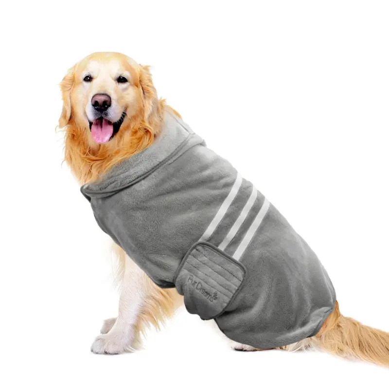 New Keplin (Xl) Furdreams Dog Robe, Super Absorbent & Quick Drying Grey