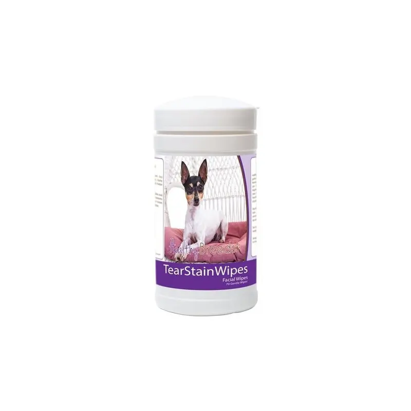 Healthy Breeds 840235177258 Toy Fox Terrier Tear Stain Wipes - 70 Count