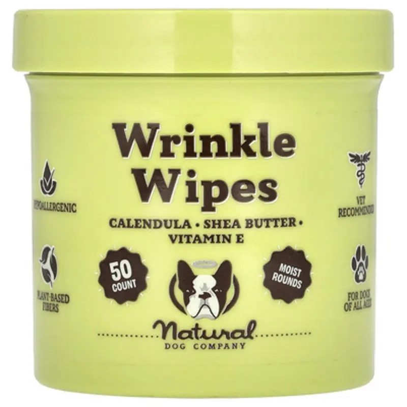 Natural Dog Company , Wrinkle Wipes, For Dogs, All Ages, 50 Count