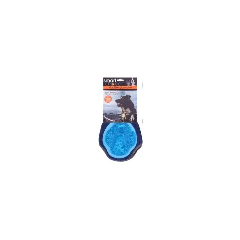 Smart Choice Blue Microfibre Glove Towel For Dogs (Blue)