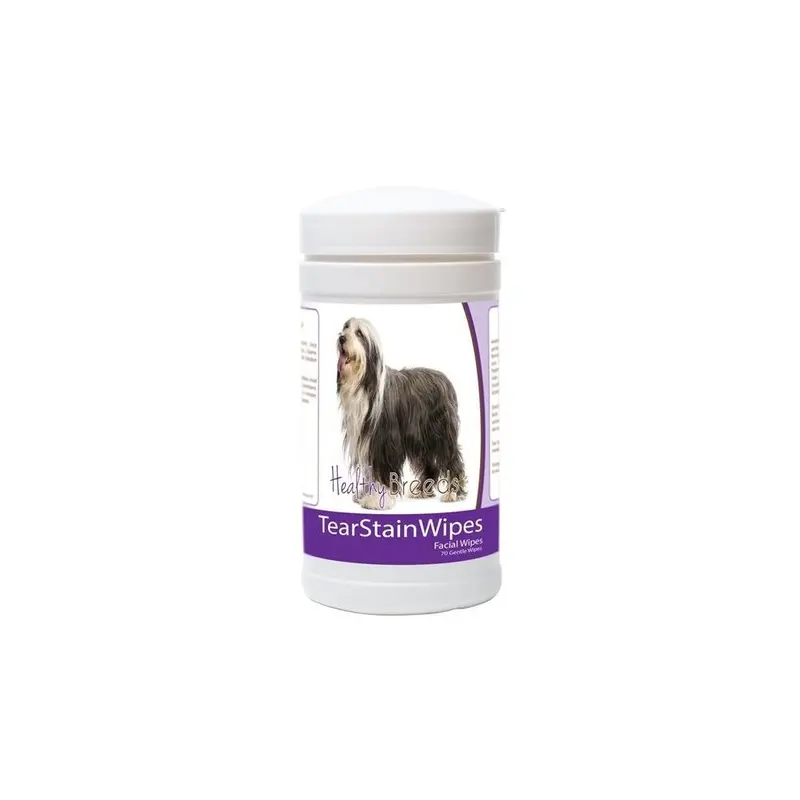 Healthy Breeds 840235179221 Bearded Collie Tear Stain Wipes - 70 Count