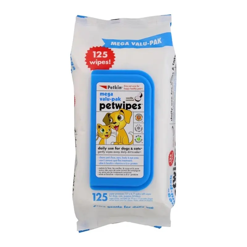 Unbrended Petkin Mega Valu Pet Wipes, Pack Of 125