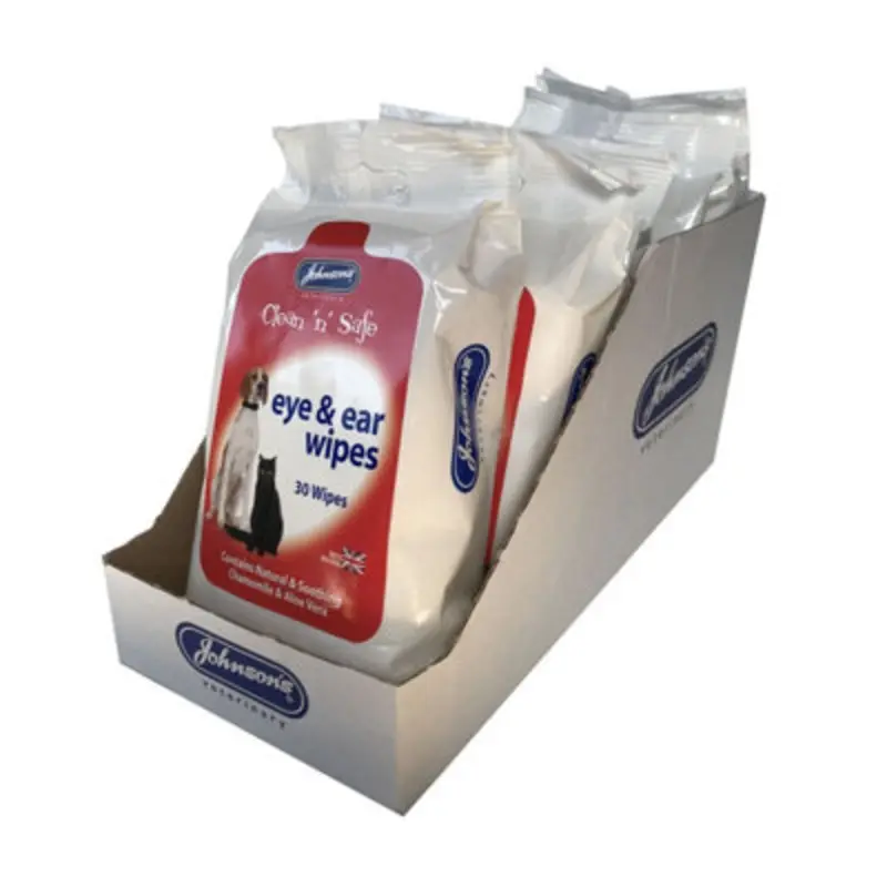 B&Q Johnsons Veterinary Clean N Safe Pet Eye & Ear Wipes Multicoloured (One ) Small