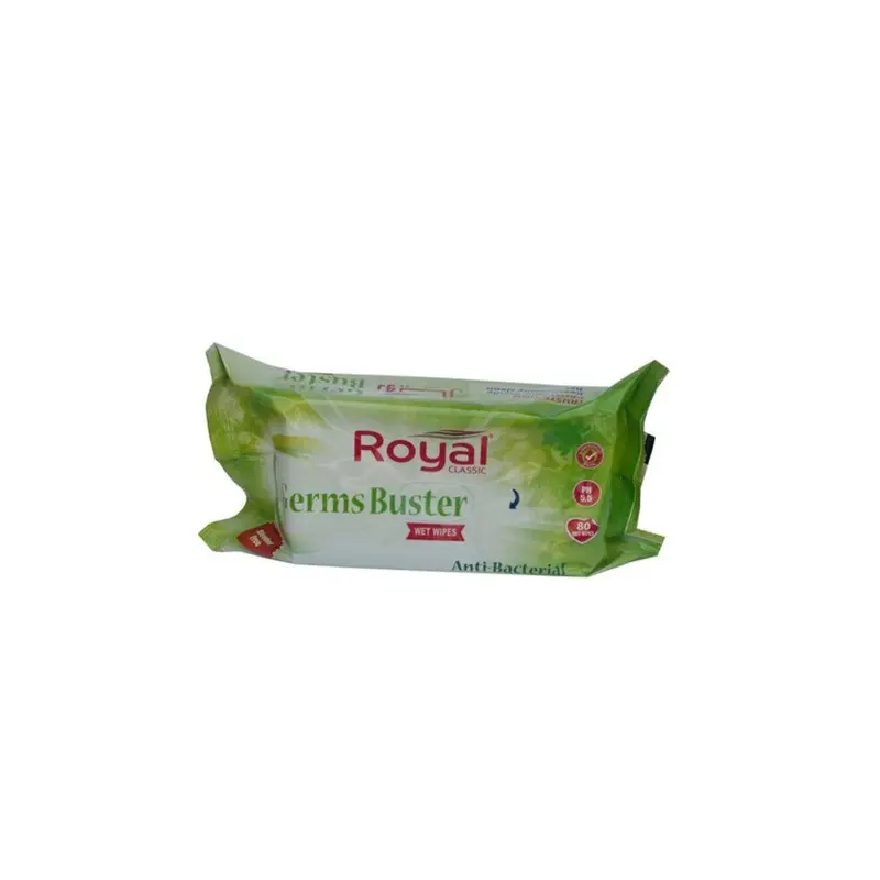 Royal Classic Anti-Bacterial Germs Buster 80 Wet Wipes Size 40