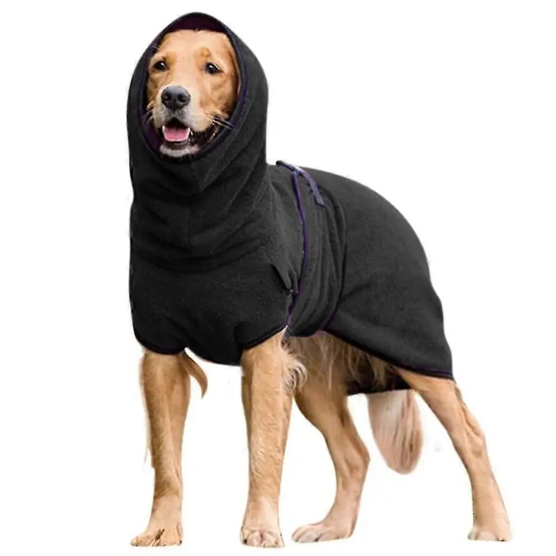 Spiez Black (, 4XL) Pet Dog Clothes Towelling Drying Bathrobe Coat Puppy Warmer Apparel