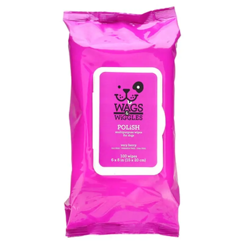 Wags & Wiggles , Polish, Multipurpose Wipes For Dogs, Very Berry 100 Wipes