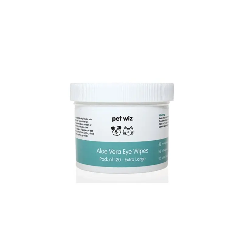 Pet Wiz Aloe Vera Eye Wipes For Cleaning Dogs & Cats - (1 Tub) Extra Large